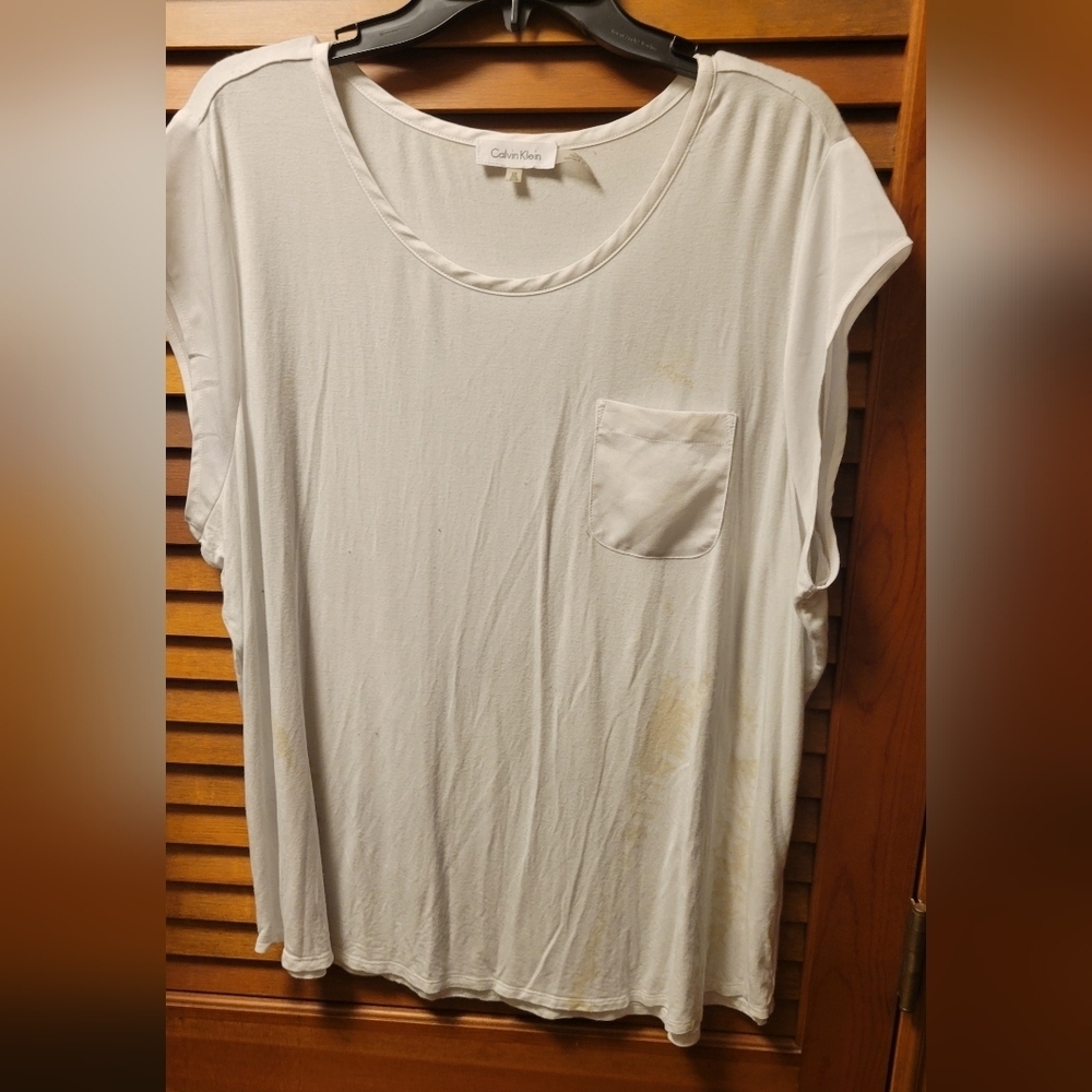 Calvin Klein White Cap Sleeve Relaxed T-Shirt 2x